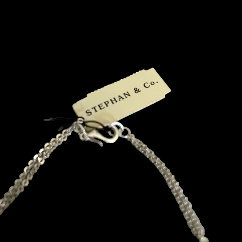 Double Slivertone Chain w/ Leaf & Faux Pearl & Gold/Yellow Pendant & Silver Bird